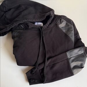 Evereve Charcoal Hoodie with Leather Details